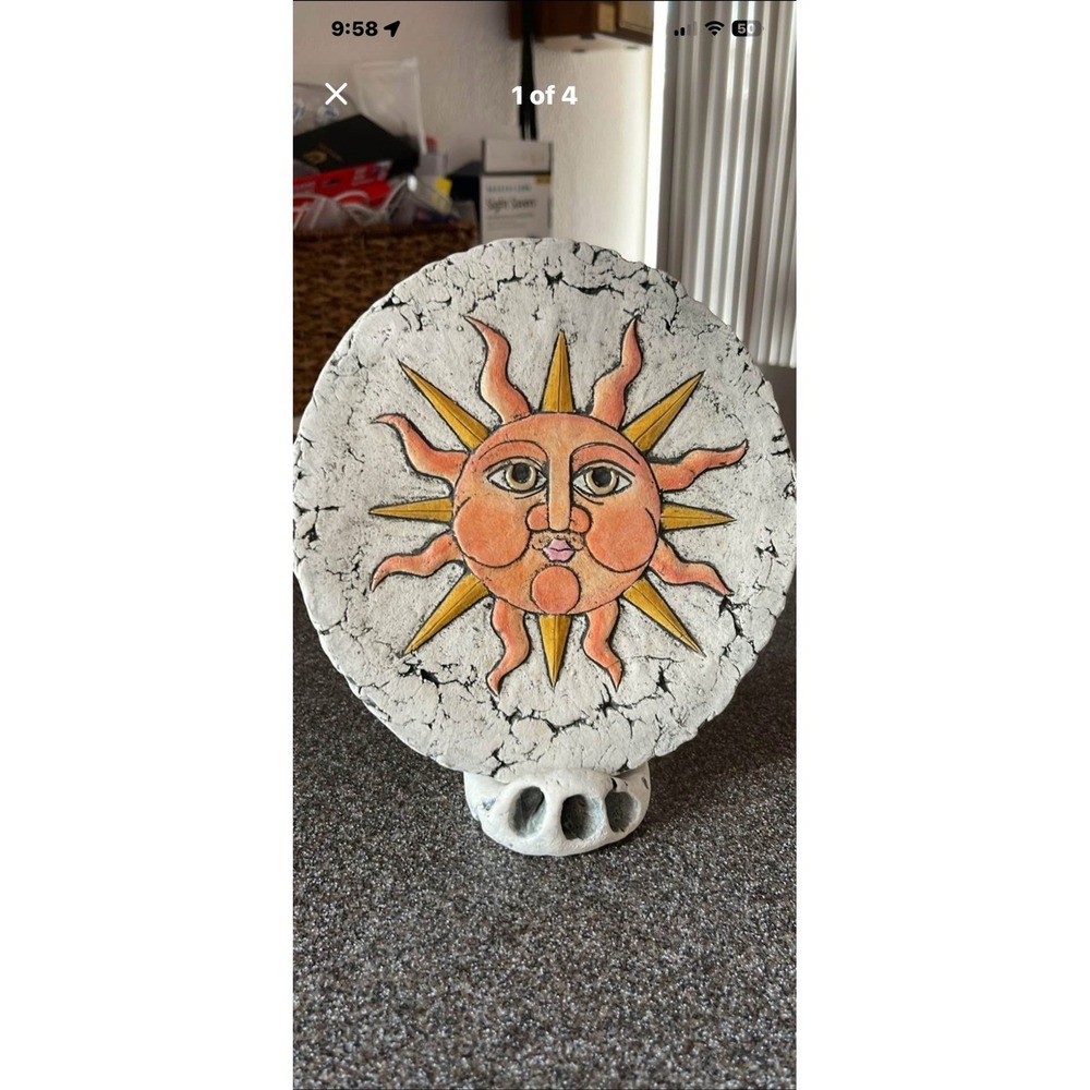 Shapes of Clay Sedona Sun Moon Celestial Decorative Plates with Stands Set of 2